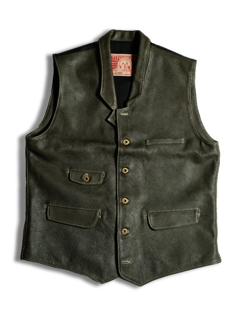 vintage leather vest - ベスト