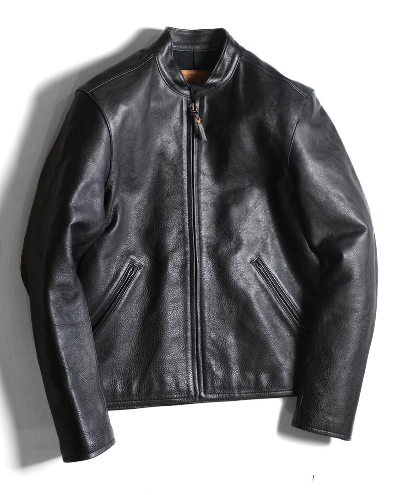 Stand collar leather jacket